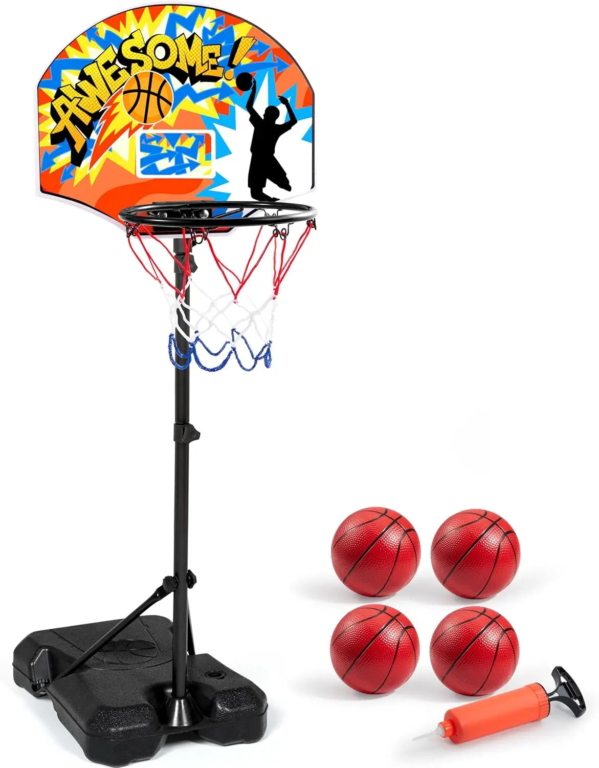 LED Scoring Arcade, Basketball Game with 4 Balls. Adjustable Height 44"-55"Basketball Stand Hoop Toy