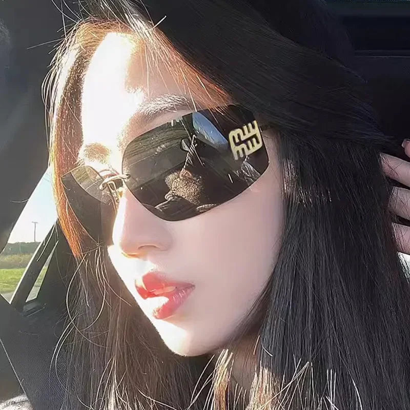 Frameless Design Sunshade Metal Women's Sunglasses High Quality Decoration