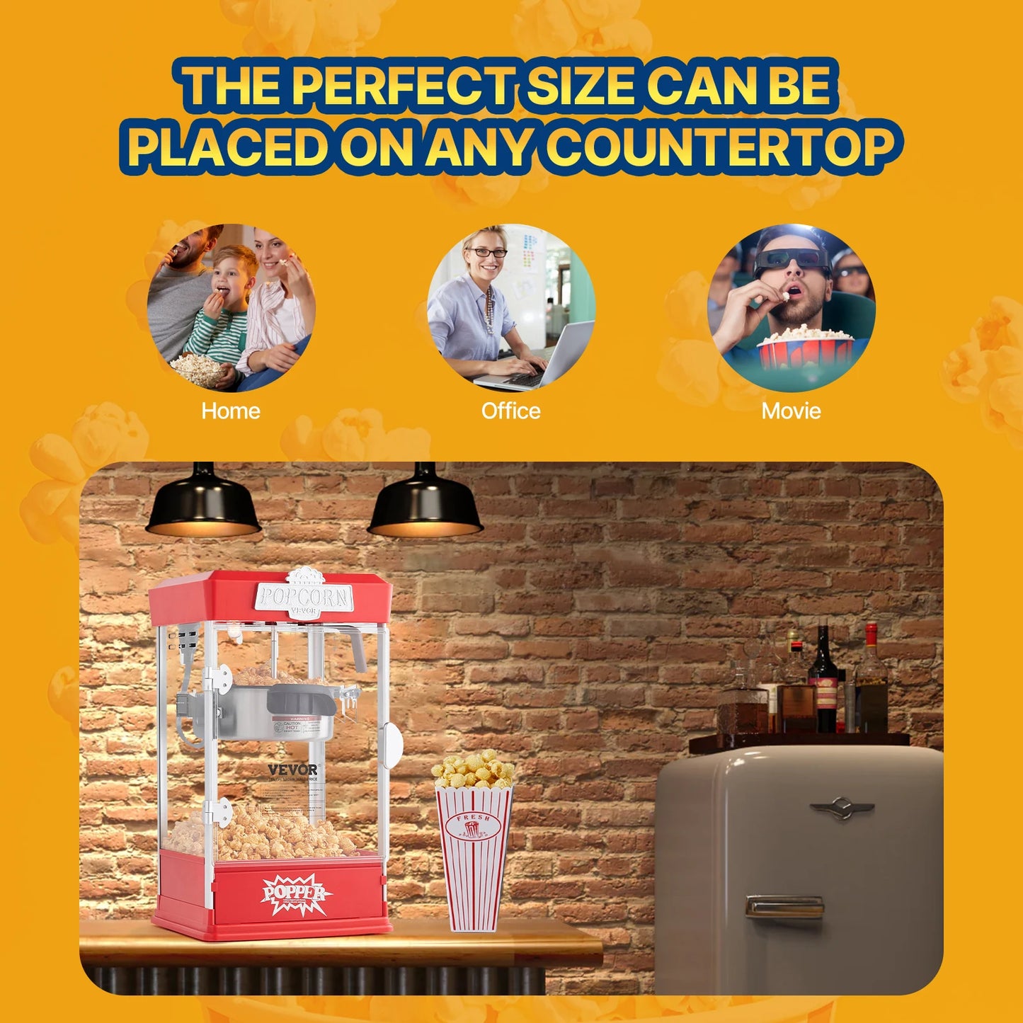 4O oz Popcorn Maker, Commercial Popcorn Machine. Countertop Popcorn Maker, 1.5 Gal per Batch