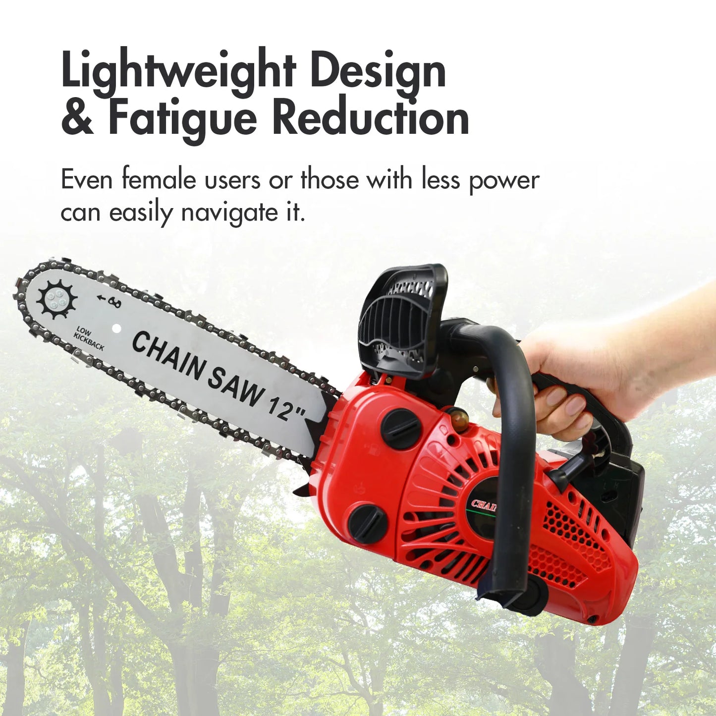 12 Inch Cordless Chainsaw, Gasoline, Lightweight Portable Electric, 1000W 25.4 CC Woodworking for Tree Wood Branch Cutting Farm