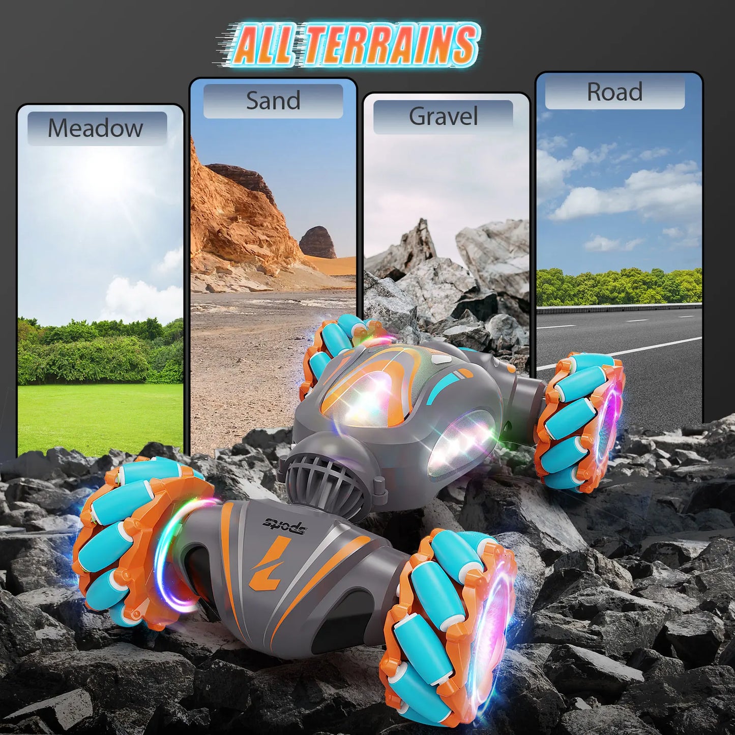 Gesture Sensing RC Stunt Car 4WD Hand Controlled 360° Rotate Transform Drift Birthday Gifts Toys for Kids with Light & Music