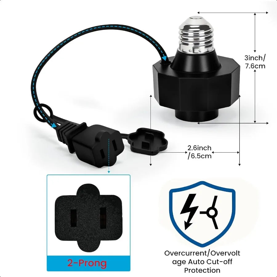 Light Socket Outlet Adapter Light Bulb to Outlet Socket Converter