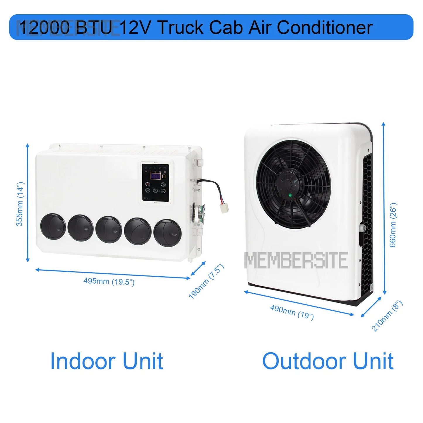 12000 BTU 12V Split AC Truck Cab Air Conditioner For Semi Trucks, Bus RV, Caravan