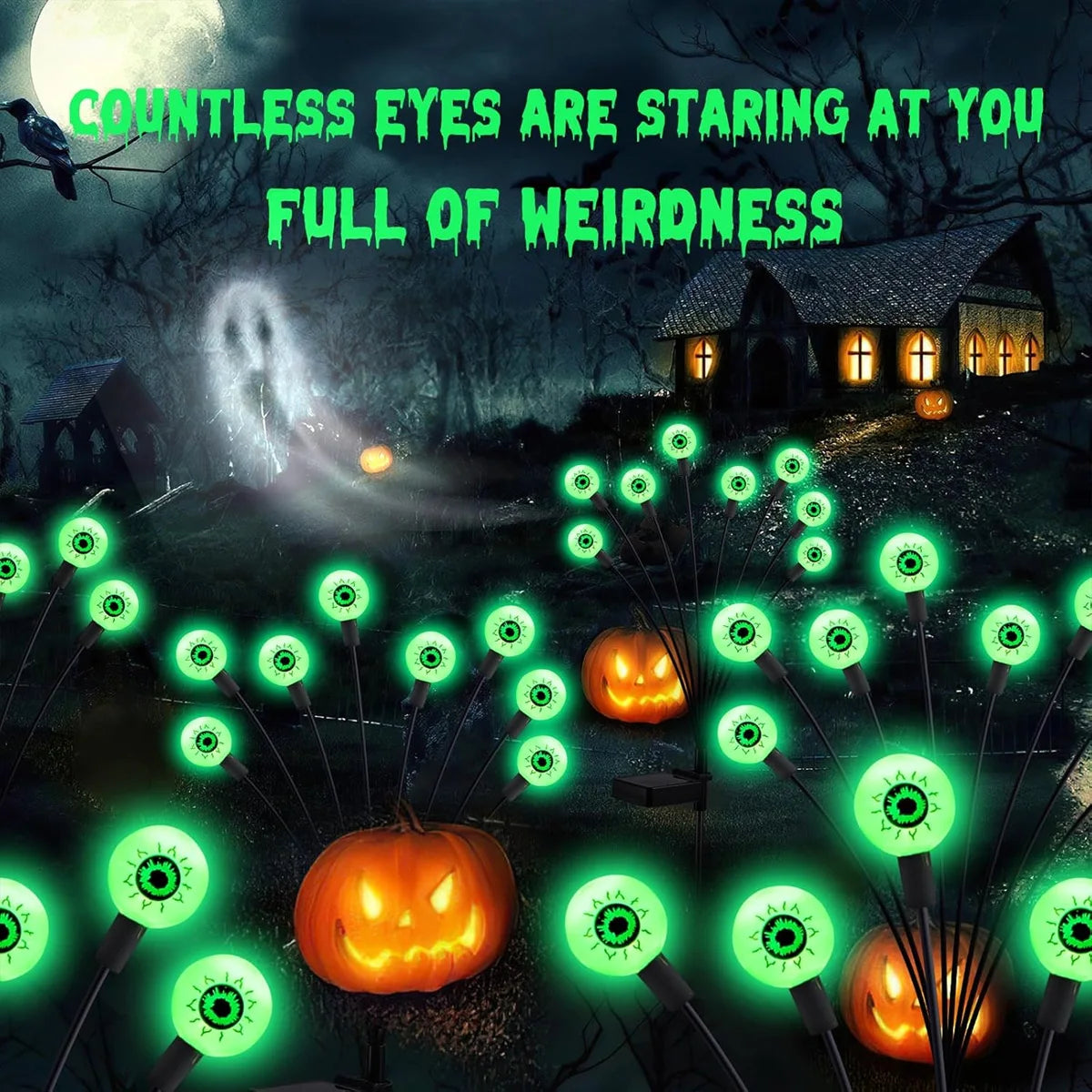 2/4/6 Pcs Solar Powered Eyeball Lights, Fluorescent Halloween Outdoor Decor for Scary Yard Atmosphere