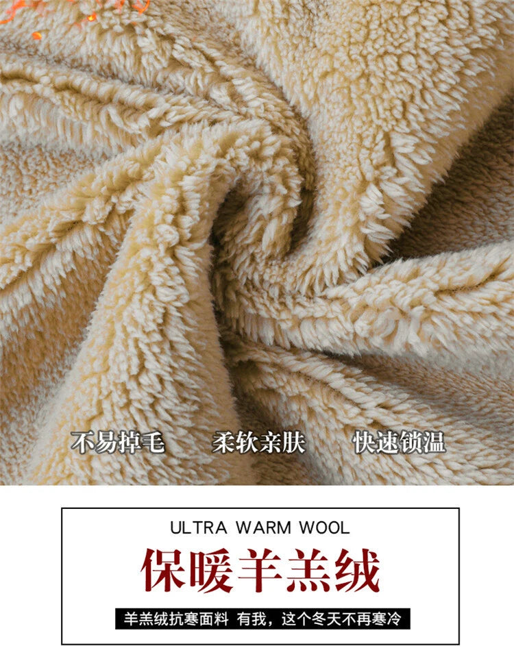 Winter Lambswool Coat, Thicken Warm Long Sleeve, Zipper Hoodie, Fleece Black Hooded Men Women Jacket