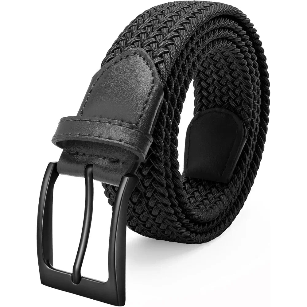 Elastic Braided Stretch Mens Casual Jeans Belts Woven 1 3/8" Nylon