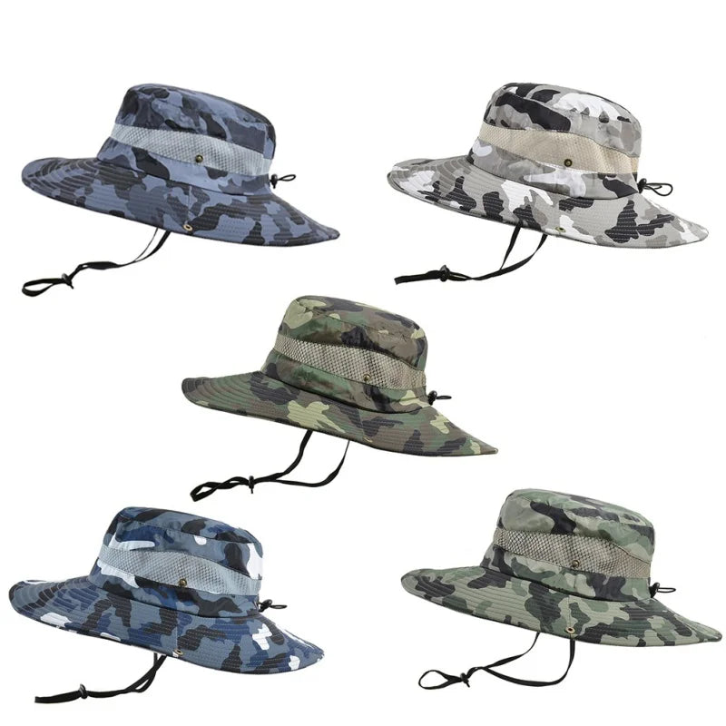 Men Breathable Sun Hat, Wide Brim