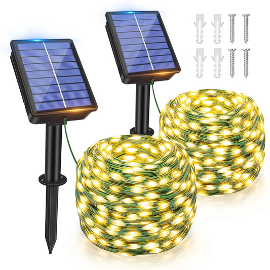 Solar String Lights Outdoor, 2 Pack Total 80FT 240LED Fairy Lights, 8 Modes, Waterproof for Yard, Garden, Room Decor