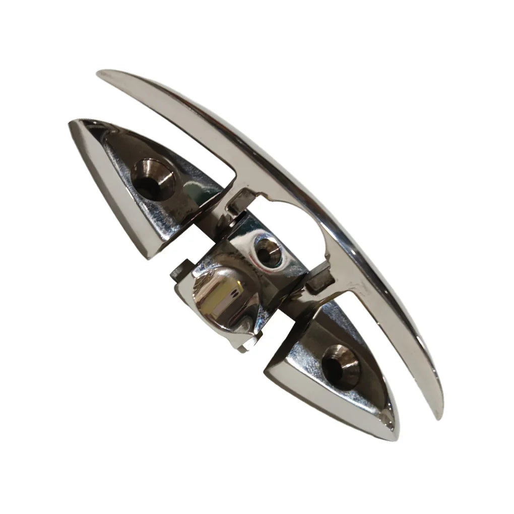 New Stainless Steel Boat Deck Foldable Cleat Portable 5-inch Pre-drilled Mirror Polished Replace Mooring Cleats Hardware