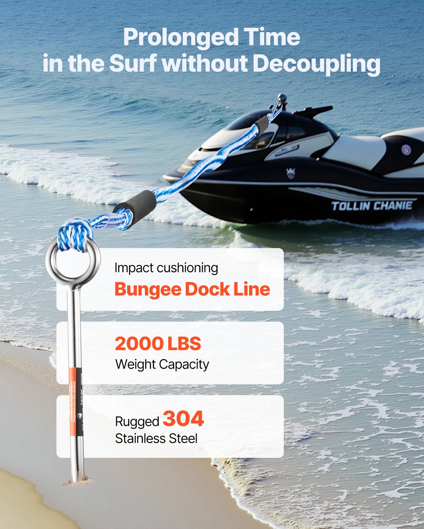 Sand Anchor, 18/36in Stainless Steel Beach Anchor, Sand Boat Anchor with Spiral Blade, Shallow Water Boat Auger Anchor