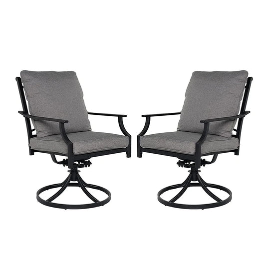 E-Coated 2 Swivel Chairs Outdoor Furniture with Olefin Cushions