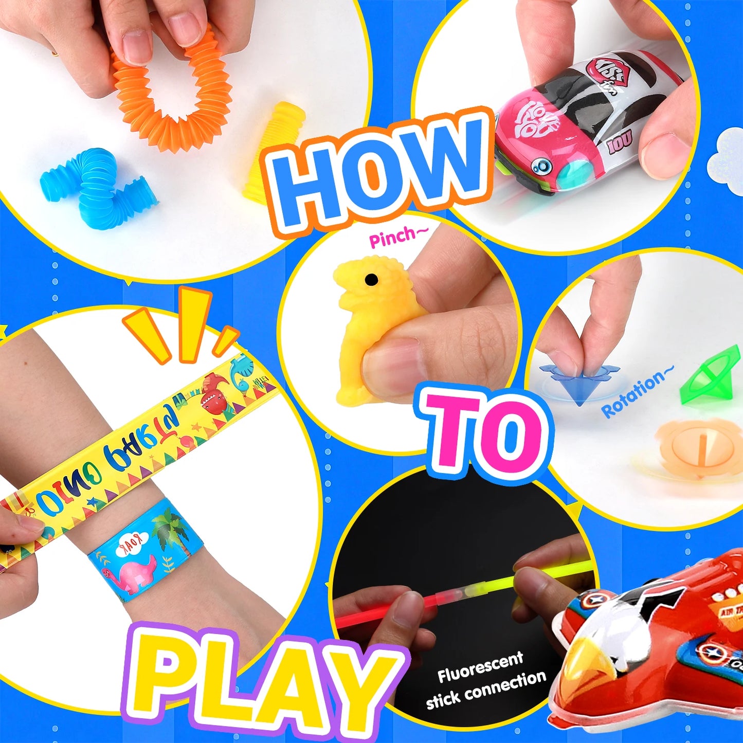 350Pcs Kids Party Favor Set, Kids Birthday Toys with Snap Bracelets, Toy Cars, Dinosaur Stickers ,Carnival Prize ,Fun Gifts