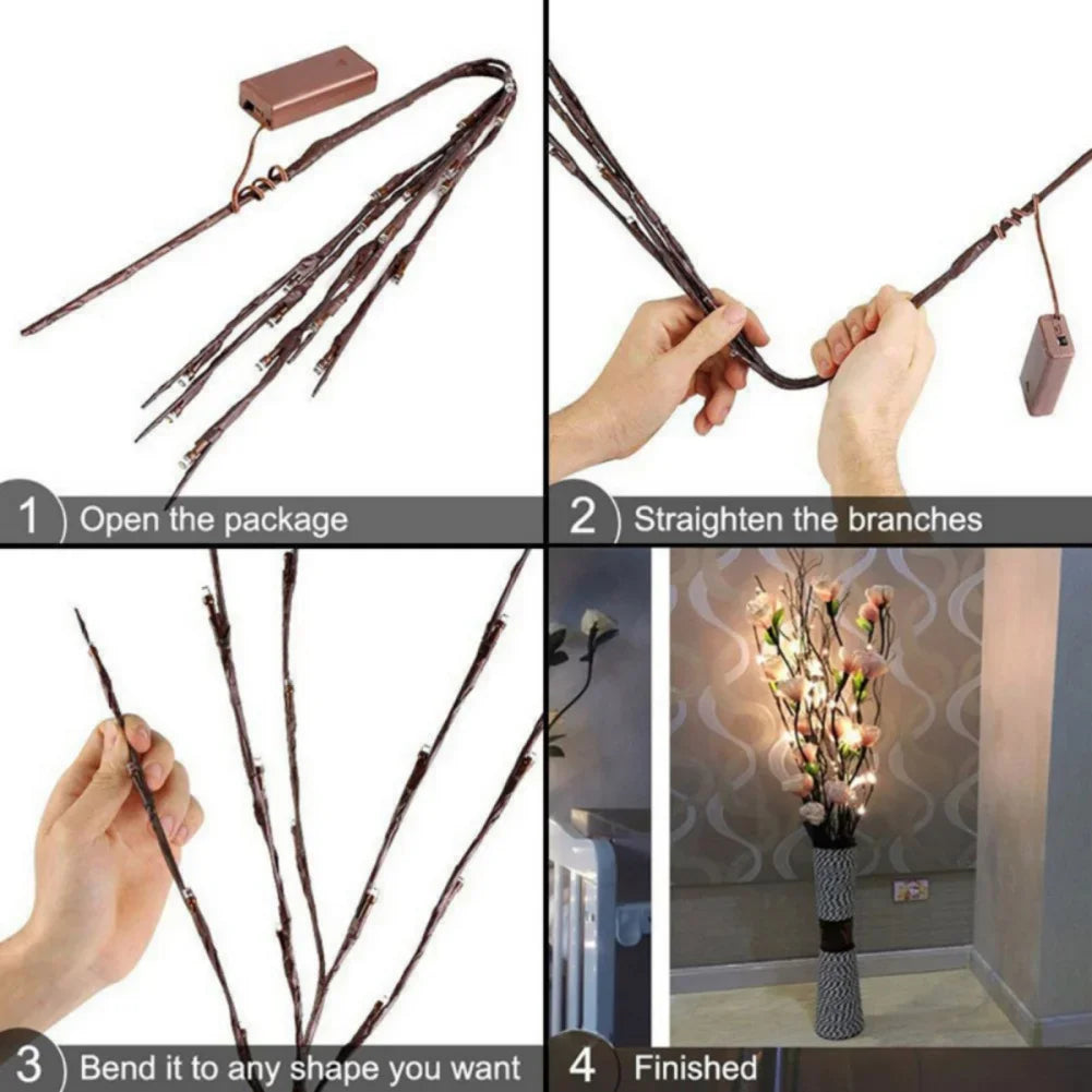 2PCS Decorative LED Lighted Branch Light, Battery Operated Artificial Branches Vase Filler