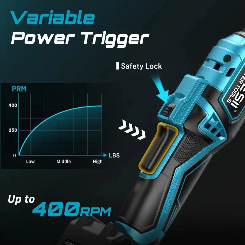 3/8" 21V Cordless Electric Wrench 80Nm, 6.3'' Extended Electric Ratchet Wrench, Rechargeable Angle Wrench Car Repair Tools