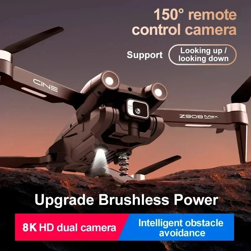4K Professional WIFI FPV Drone, Obstacle Avoidance Brushless Four-Axis Folding RC Quadcopter