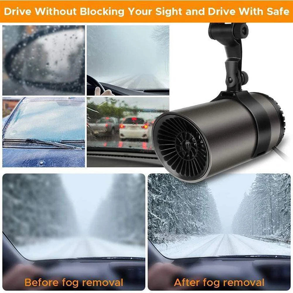 2 in 1 12V 150w Suction Cup Car Heater Windshield Defrost Defogger Car Heat Cool 360° Rotatable Car Accessories Portable Heater