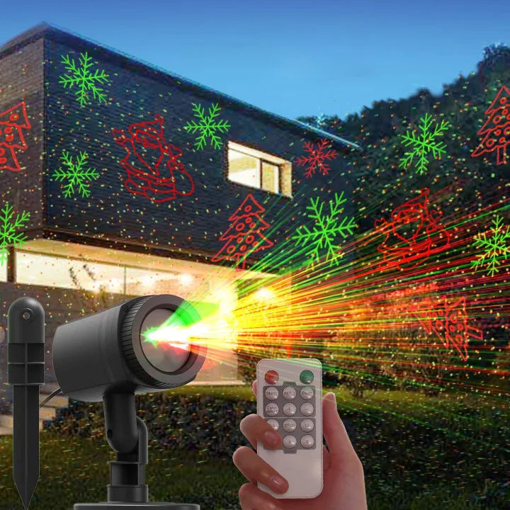 Christmas Projector Lights Outdoor with Remote, with Red and Green 12 Christmas Decoration Patterns