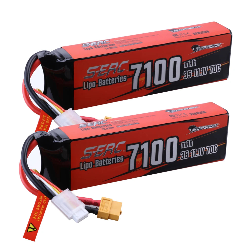 3S Lipo Battery 11.1V XT60 Plug 7100mAh 70C Soft Pack for RC
