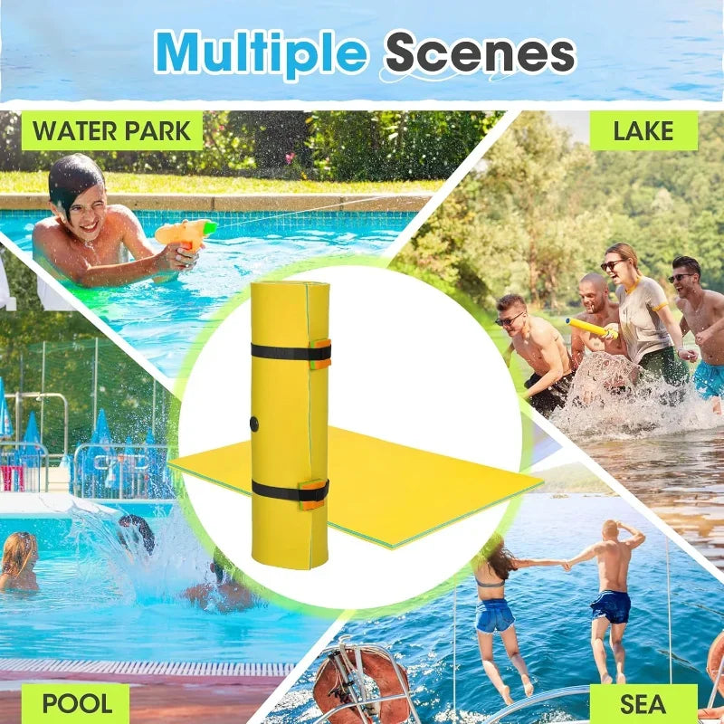 Outroad Floating Water Pad Mat, 3 Layers XPE Foam 9 Ft Lily Pad for Beach, Ocean, Lake, Roll-Up Floating Island for Water