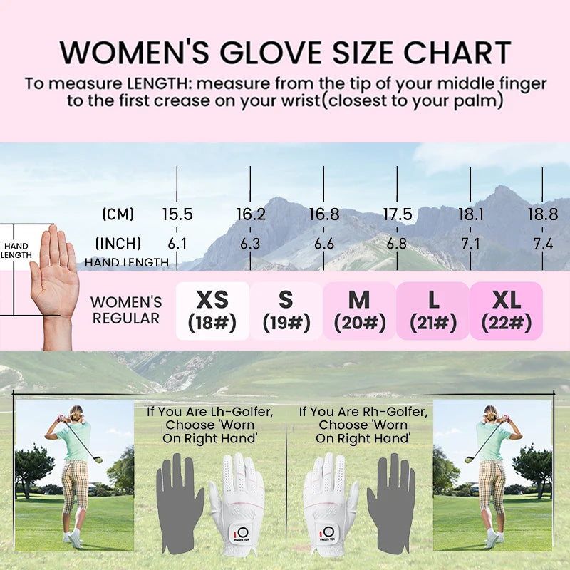 Women's  Golf Gloves Pair Both Left and Right Hand, Wet Hot Cool Grip