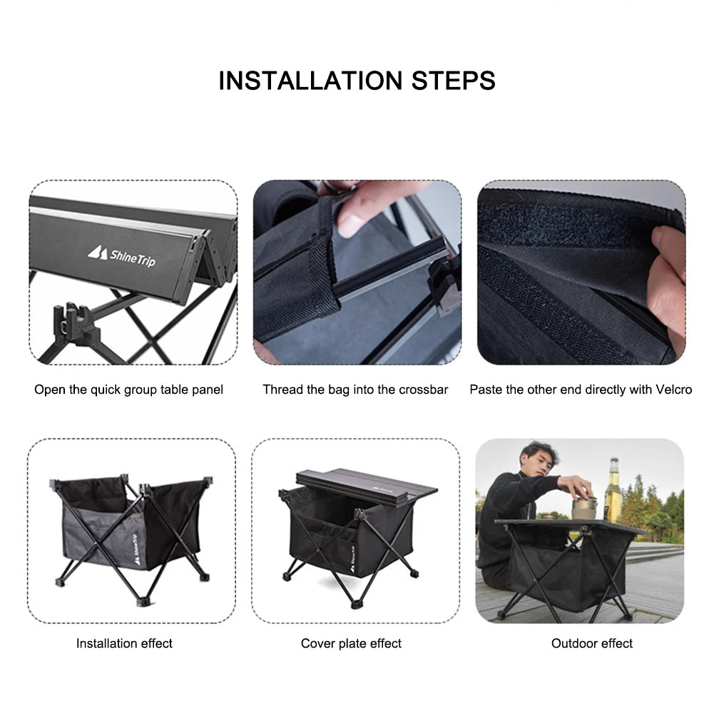 Folding Table With Under Storage Bag, Outdoor Camping, Waterproof 600D Oxford Cloth Foldable Bag