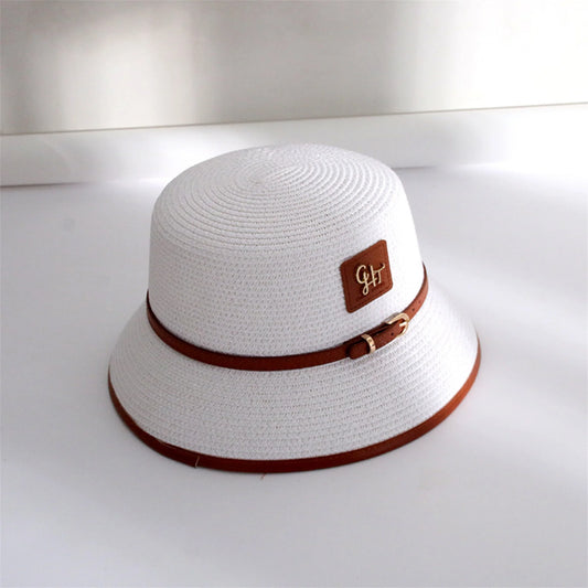 Women s Wide Brim Straw Sun Hat with Leather Belt