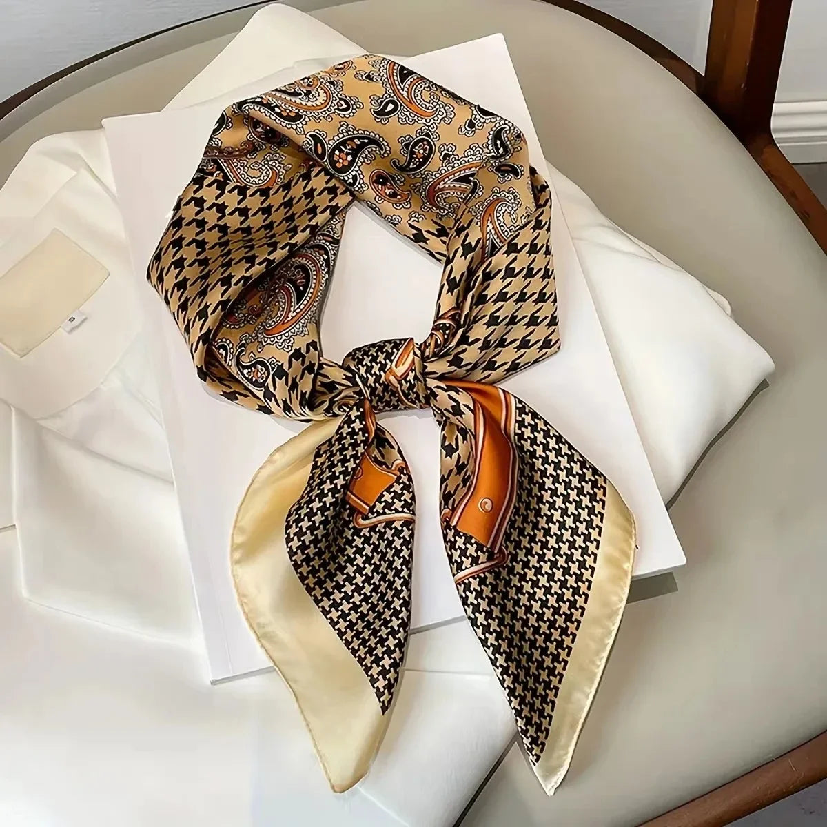 Luxury Brand Women, Men Print Square Scarf. Soft Satin Silk-like, Small Neck Scarf Stylish Casual Headscarf