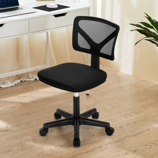 Office Chair, Mesh with Lumbar Support. Low Back with Wheels, Adjustable Height 360° Rolling Swivel Computer Chair