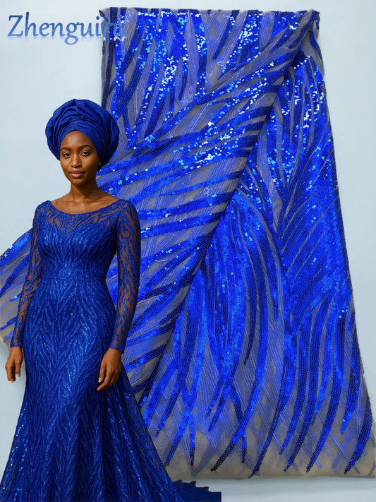 Nigerian Lace Fabric High Quality African Mesh Tulle Lace Fabric Dress for Women
