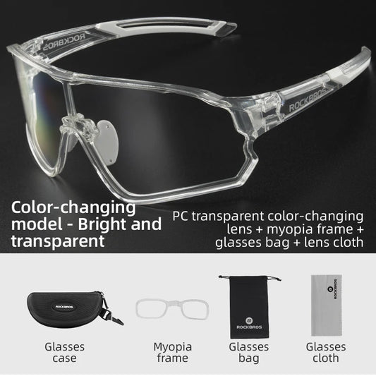 Photochromic Cycling Glasses UV400 Sunglasses Outdoor  Eyewear MTB Racing Lightweight Flexible