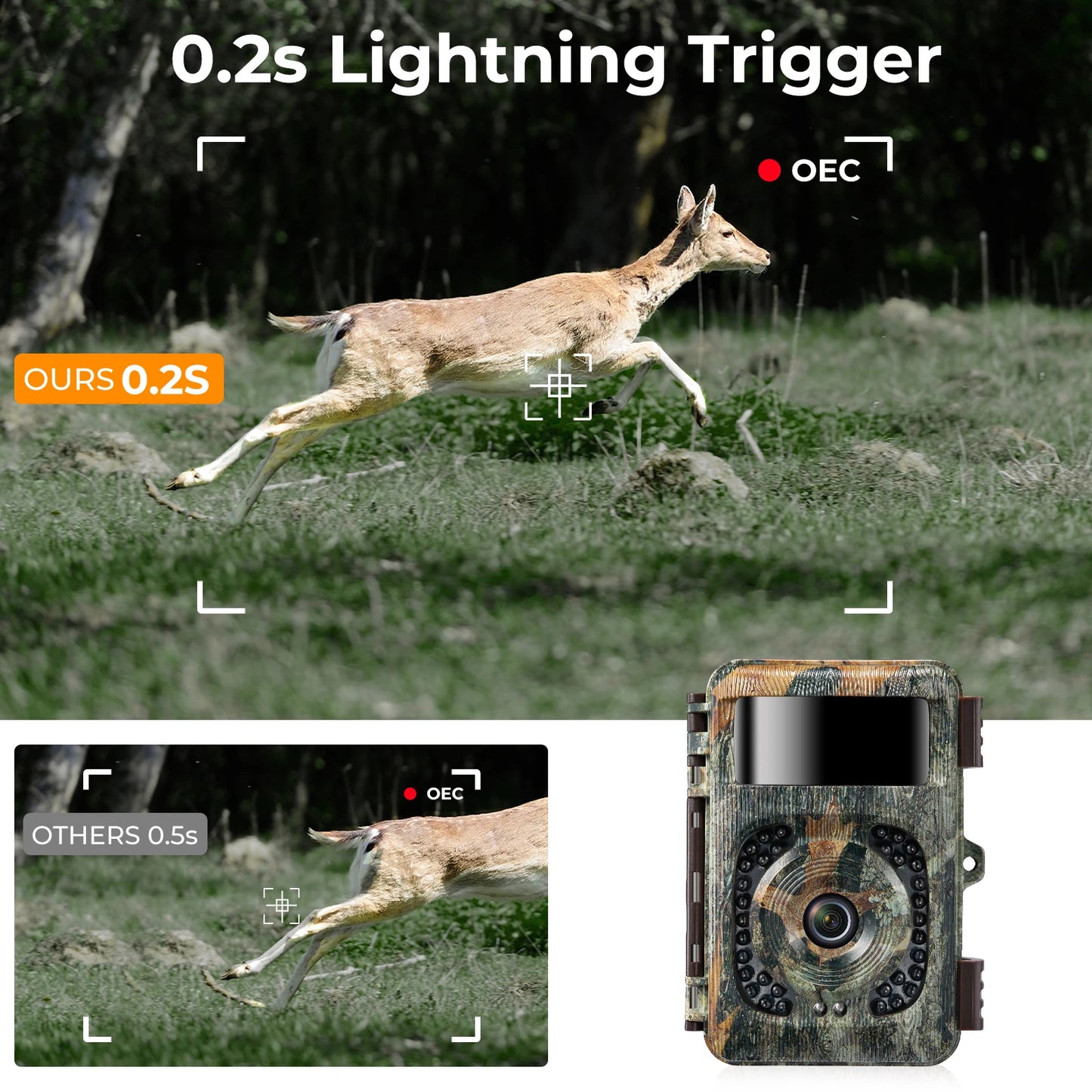 4K Wi Fi Trail Camera, 48MP Game Camera with 0.2s Trigger, 120° Detection Starlight Night Vision. Waterproof Camera