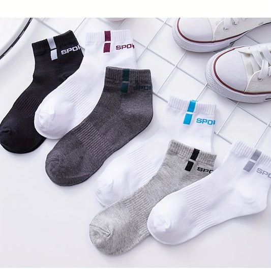 6 pairs of socks, men's mid length socks, anti odor socks, sweat absorbing