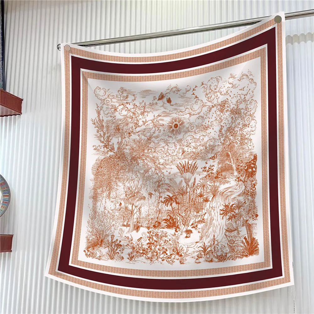 Square Scarf Women Fashion Floral Twill Silk Head Scarf For Lady