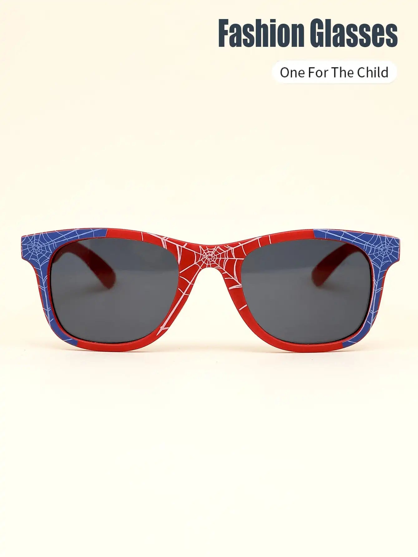 Kids Red Blue Web Pattern Fashion Sunglasses with Coated Lens for Casual Outdoor Use