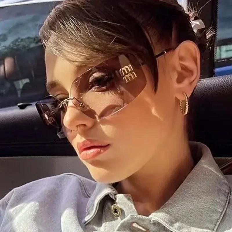 Frameless Design Sunshade Metal Women's Sunglasses High Quality Decoration