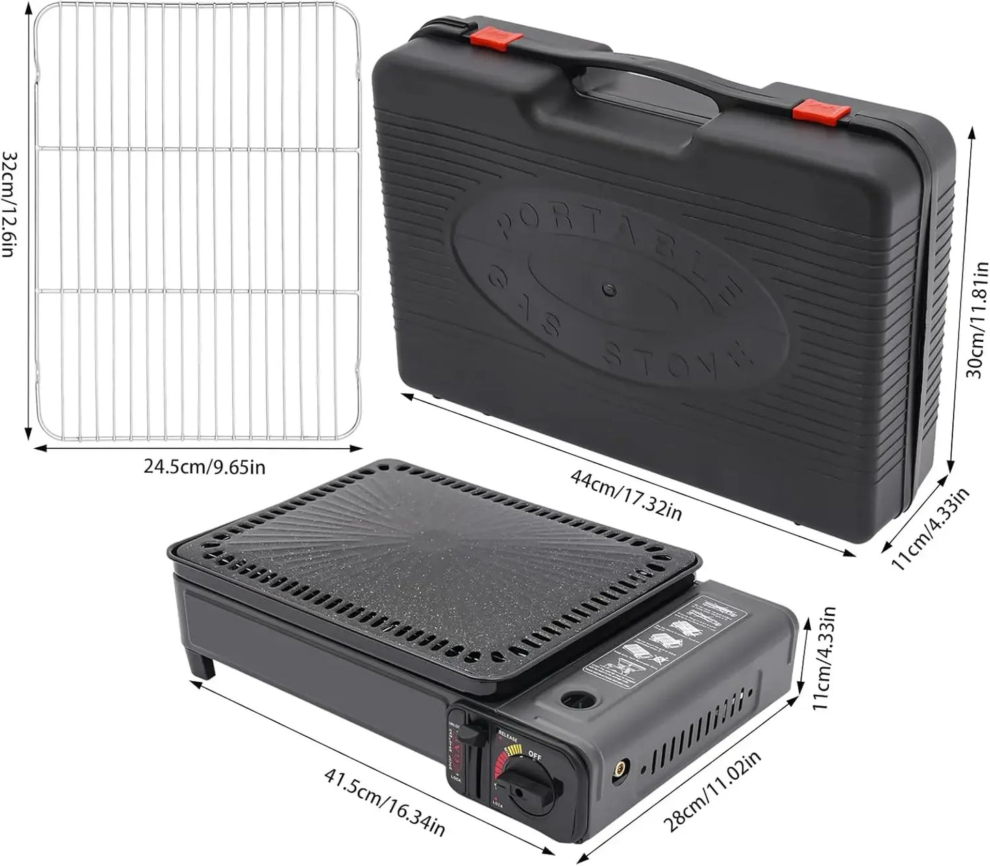 Butane Grill with Grill Net, Stove, Camping Grill Gas Stove