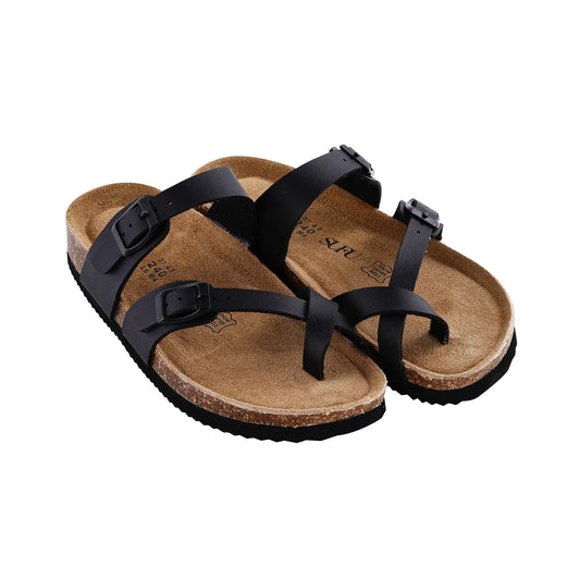 Women's Leather Clogs Slippers Black