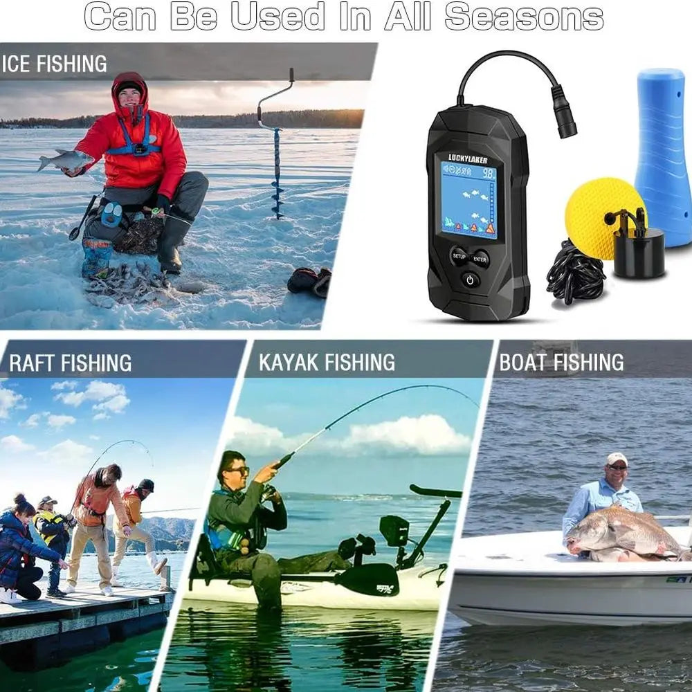 Handheld Fish Finder, Sonar Portable Wired with Transducer, LCD Monitor
