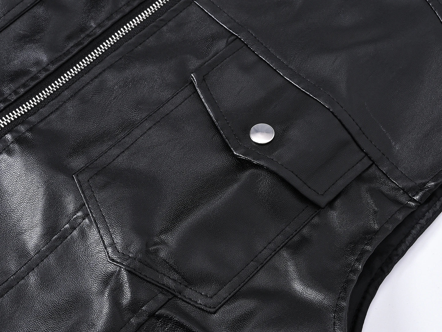 Men's Fashion Leather Biker Vest Sleeveless Jacket