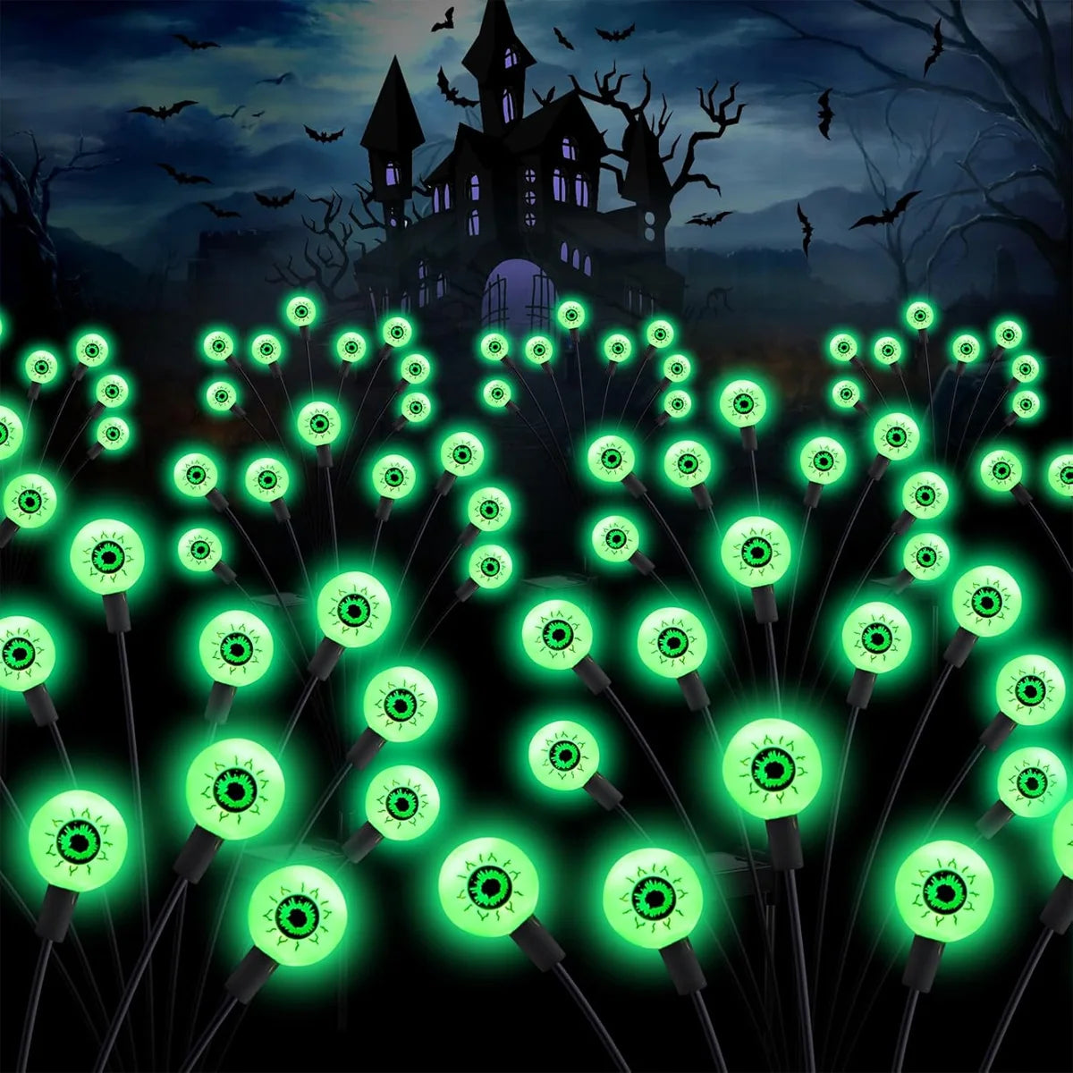2/4/6 Pcs Solar Powered Eyeball Lights, Fluorescent Halloween Outdoor Decor for Scary Yard Atmosphere
