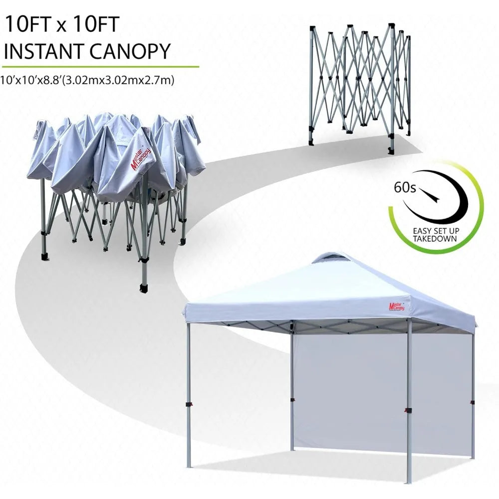 Durable Pop-up Canopy Tent with 1 Sidewall (10'x10',White)