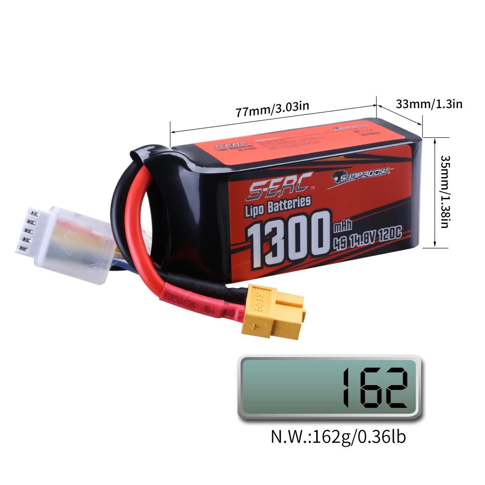 14.8V Lipo Battery 1100mAh 1300mAh 1500mAh 120C with XT60 Plug for RC