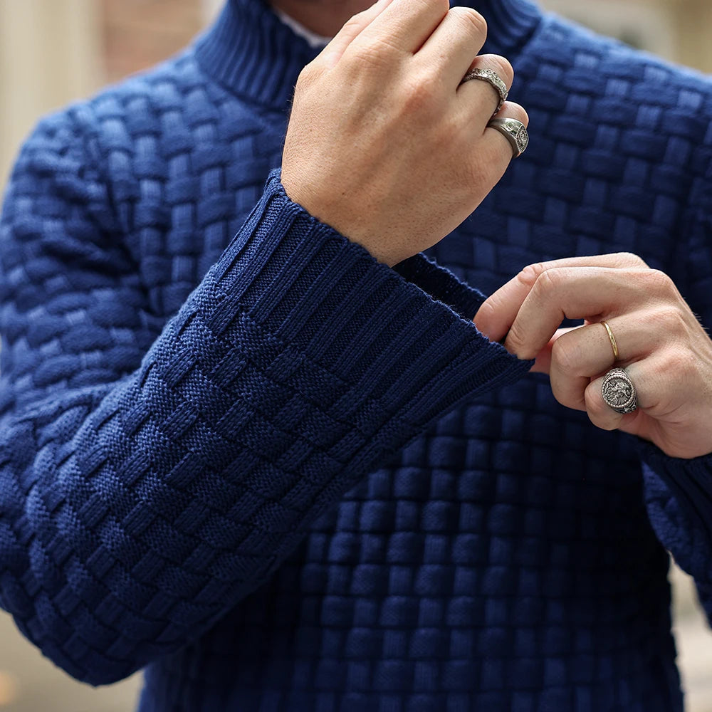 Men’s, Women Knitted Sweater Crew Neck Long Sleeve Pullover Textured Ribbed Edge