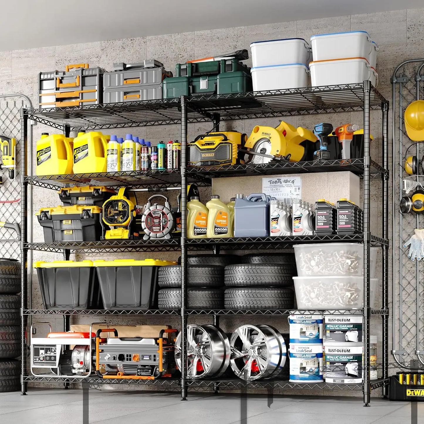 Heavy Duty Storage Shelves 4/5 Tiers Metal Shelving Unit Adjustable Organization