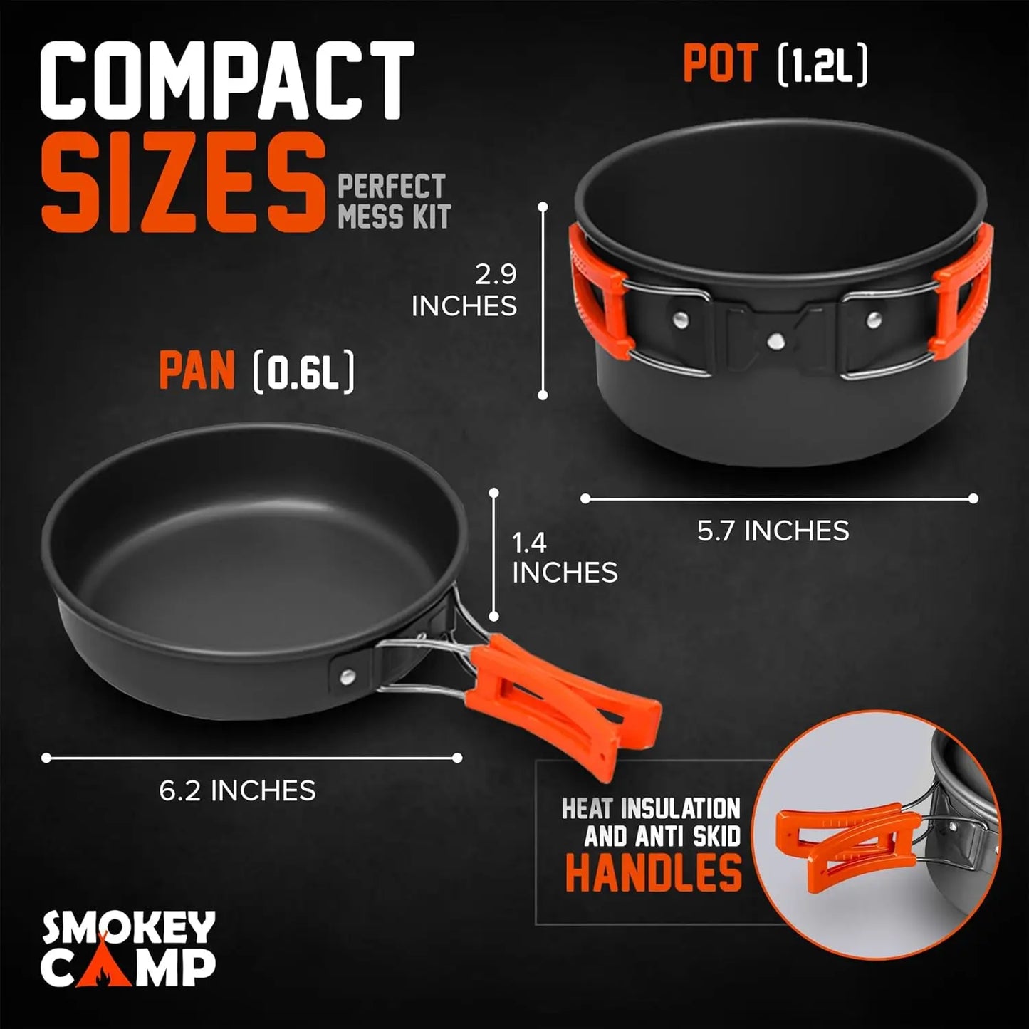 Camping Cookware Mess Kit Set with Stove - Backpacking Camping Pots and Pans Set All in One Non-Stick Cooking