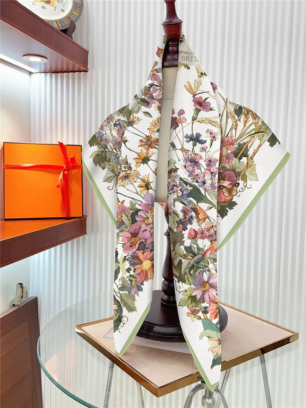 Square Scarf Women Fashion Floral Twill Silk Head Scarf For Lady
