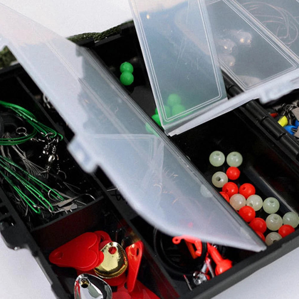 187pcs Fishing Set with Fishing Hooks Sinker Weights Swivels Snaps Fishing Accessories Kit Bass Trout Carp Fishing Accessories