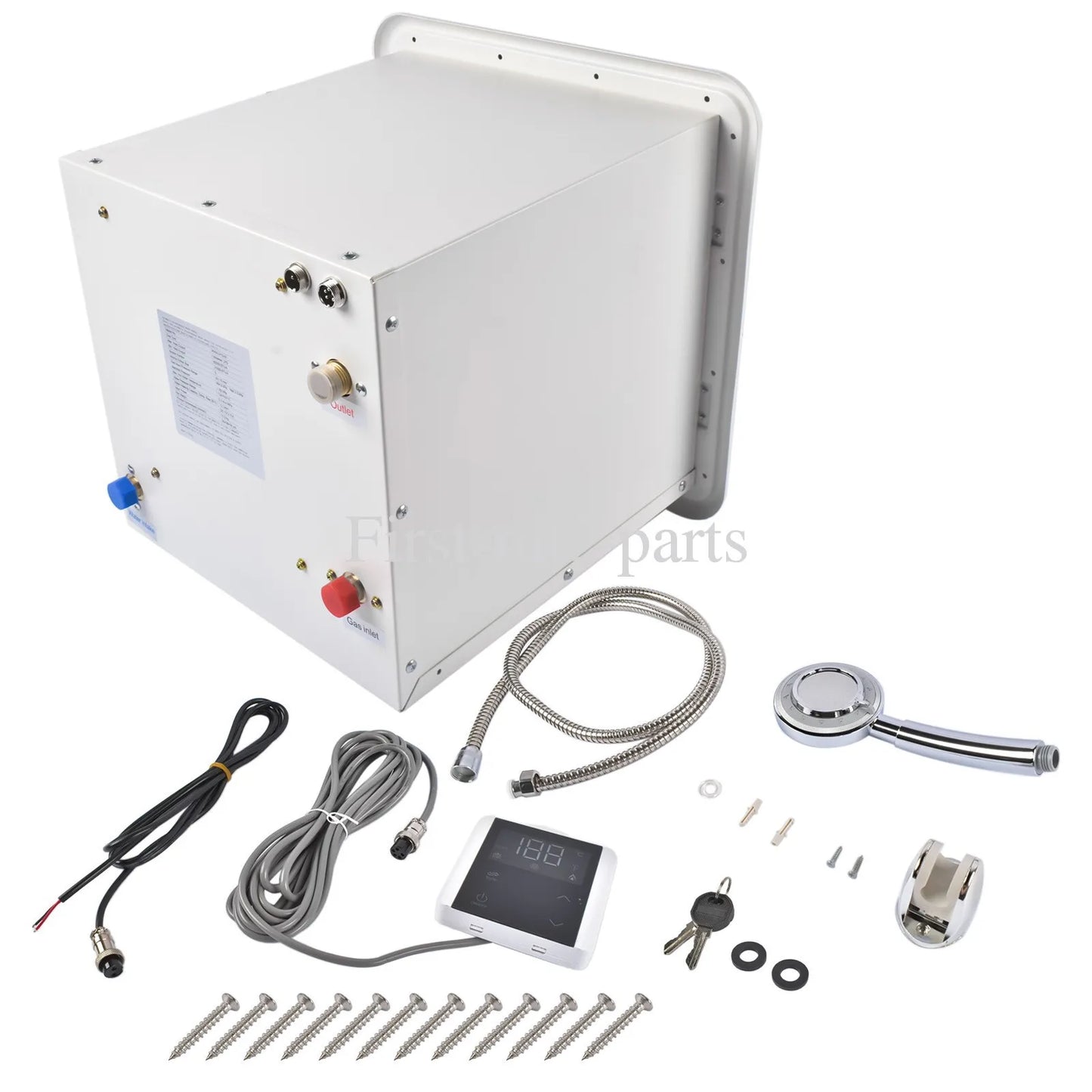 White/Black RV Tankless Instant Water Heater Propane Gas 15x15 in 12V 42000 BTU w/Controller