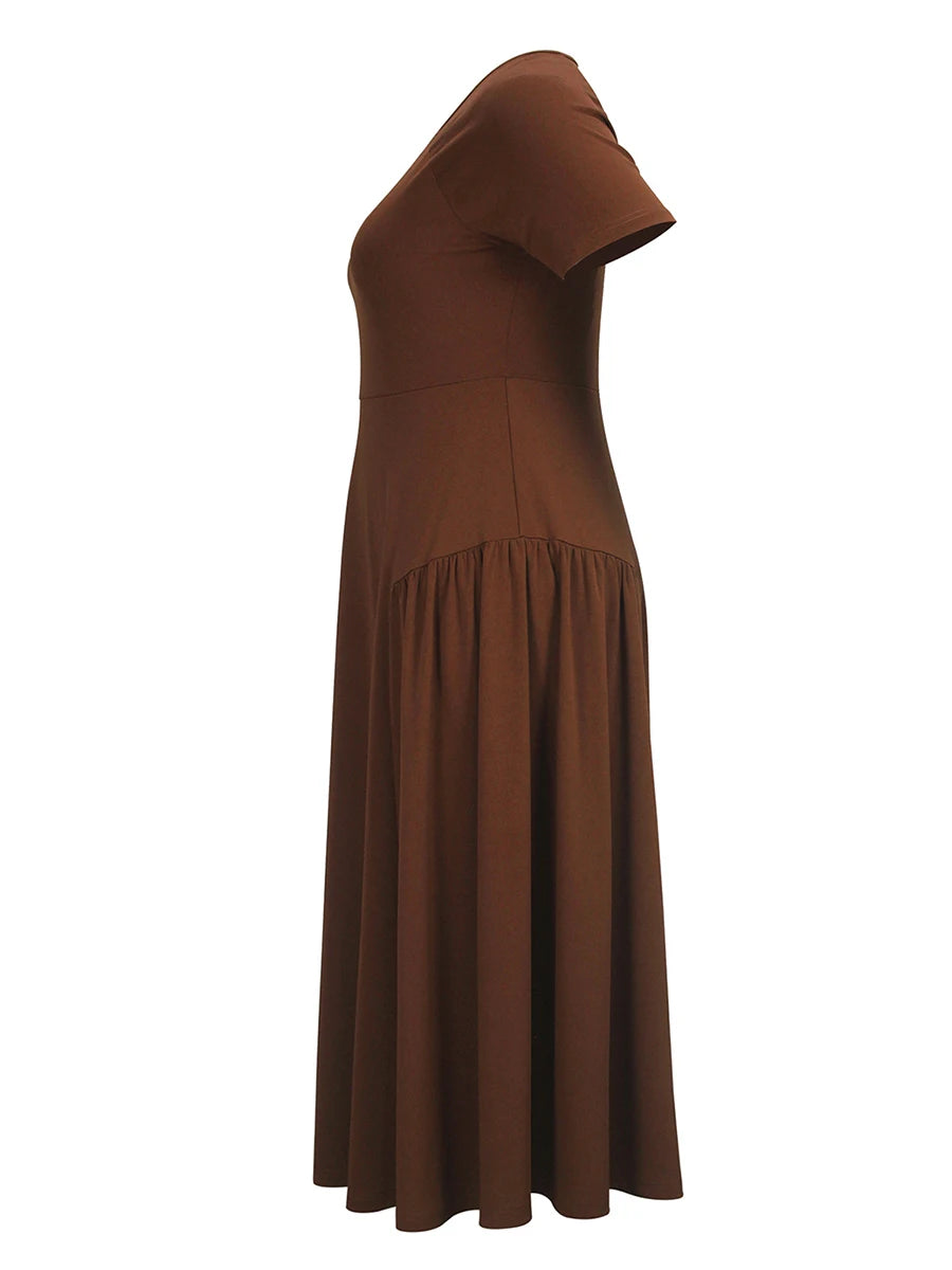 Women's Plus Size Maxi Dress with Floral Print, Off-Shoulder,  Elastic Waist