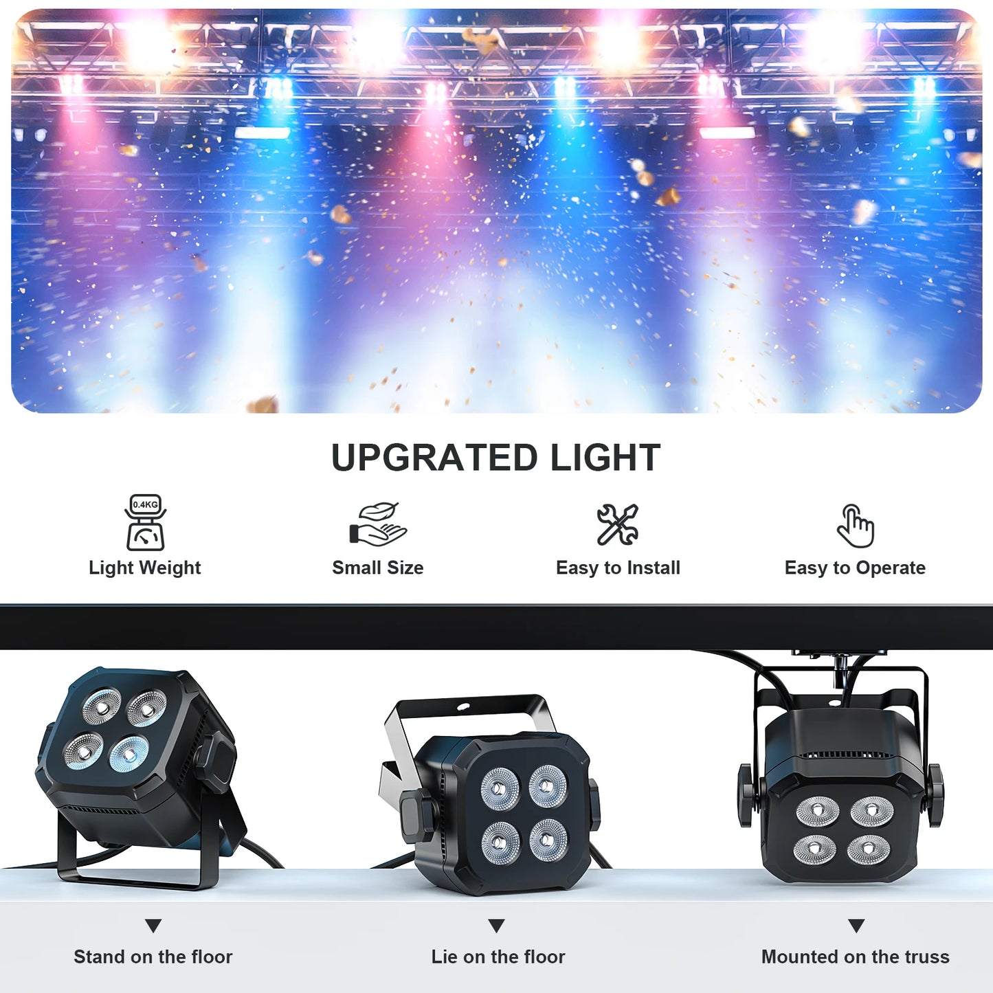 4Pcs 30W Stage Lights, 4x8W Led Light, Remote & DMX Controlled Stage Light